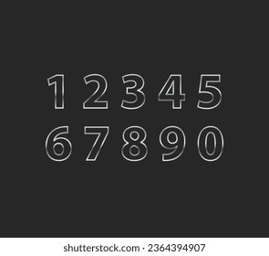 silver numbers zero to nine outline. numbers to use in events, ceremonies, counts, business, displays. silver metal texture.