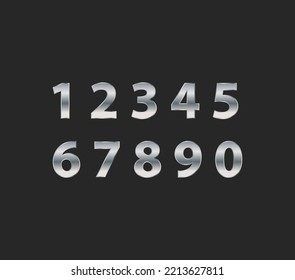 silver numbers zero to nine. numbers to use in events, ceremonies, counts, business, displays. chrome texture.