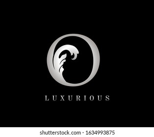 Silver O Luxury Logo Icon, O Wave Letter Logo Design.