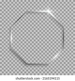 Silver octagon frame with shadows and highlights isolated on a transparent background.