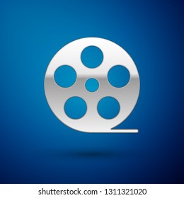 Silver Office folders with papers and documents icon isolated on blue background. Archives folder sign. Vector Illustration