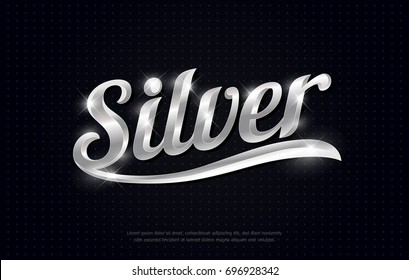 plata sobre fondo negro. fuente plata metal para logotipo, banner, tarjeta, vip, exclusivo, regalo, lujo, letras, símbolos de moneda. ilustrador vectorial