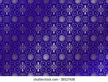 silver on blue