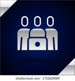 Silver Online class icon isolated on dark blue background. Online education concept.  Vector Illustration