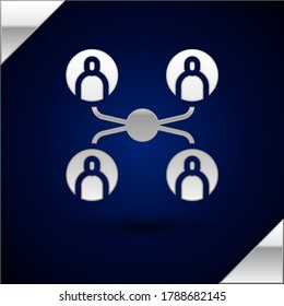Silver Online class icon isolated on dark blue background. Online education concept.  Vector Illustration