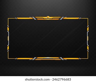 Silver and Orange Colored Stream Overlay Webcam Screen Panel Frame for Gamers and Video Streamers