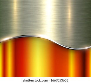 Silver orange metallic background, elegant shiny vector illustration.