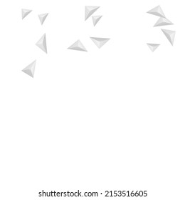 Silver Origami Background White Vector. Crystal Shape Backdrop. Grizzly Graphic Banner. Pyramid Space. Hoar Polygon Tile.