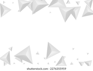 Silver Origami Background White Vector. Polygon Classic Banner. Grizzly Decorative Template. Shard Construction. Greyscale Fractal Illustration.
