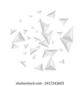 Silver Origami Background White Vector. Shard Clean Template. Hoar Trendy Illustration. Triangle Futuristic. Greyscale Element Banner.