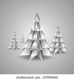 Silver Origami Christmas Trees