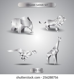 silver origami safari set