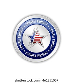 Silver original product from U.S.A. symbol on white background