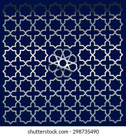 Silver Ornamental pattern. Traditional Arabic seamless ornament.