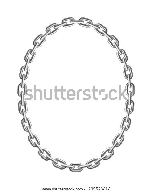 Silver Oval Chain Frame Realistic Style 