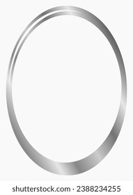 Silver oval metal frame isolated on white. Vector frame for photo. Frame for text, certificate, pictures, diploma	