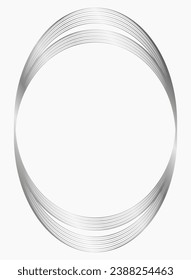 Silver oval metal frame isolated on white. Vector frame for photo. Frame for text, certificate, pictures, diploma	