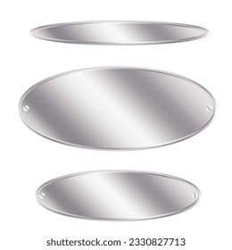 silver oval plates. Oval silver shapes. Vector illustration. EPS 10.