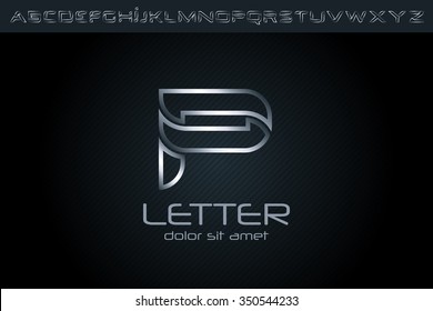 Silver P Letter Logo, Alphabet Logo Design.