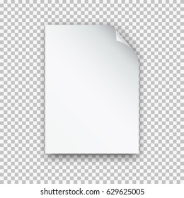 Silver page curl corner on blank sheet of paper. Turn paper sticker with flip edge isolated on transparent background. Vector web banner or post note template for your design.