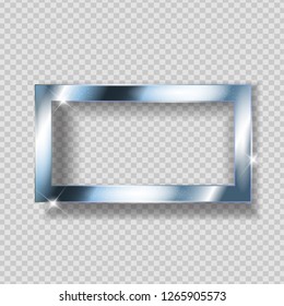 Silver Paint Glittering Textured Frame on Transparent Background. Vector Illustration EPS10
