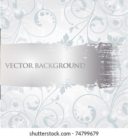 Silver paintbrush sign on retro floral background