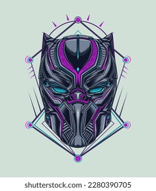 silver panther mask with futuristic design