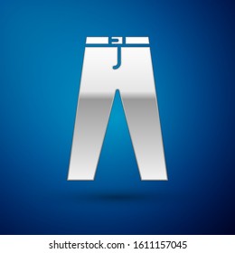 Silver Pants icon isolated on blue background.  Vector Illustration