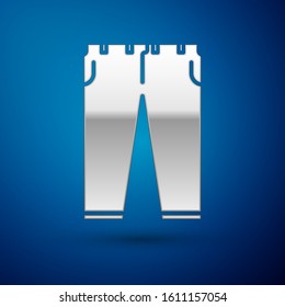 Silver Pants icon isolated on blue background.  Vector Illustration
