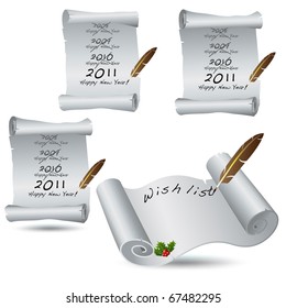 Silver parchment new year isolated on white vector