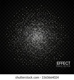Silver Particles. Abstract magic dust on transparent background. Glitter effect.
