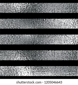 Silver pattern. Abstract argent metal background. Vector illustration. Foil line. Glitter stripes. Patina distress element. Foil texture. Luxury pattern for the Christmas card. Holiday element.