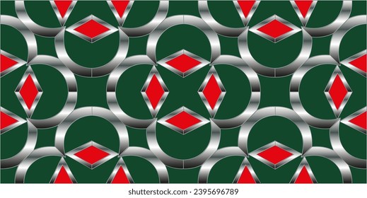 silver pattern on green background. Modern decorative background. For interior wallpaper, smart design, fashion print. Business project. Seamless illustration.