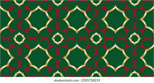 silver pattern on green background.  Geometric background. Pattern wallpapers and for backgrounds. A popular trend in interior decoration. Geometric texture. Repeated printing.