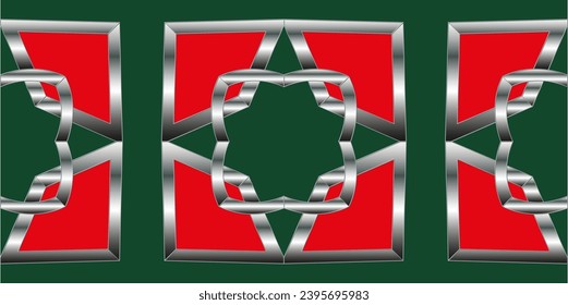 silver pattern on red background .Metal mosaic on a colored background.Ornamental mosaic texture. Kaleidoscope abstract background abstract golden classic pattern