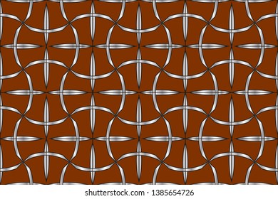 Silver patterns on brown background.Decorative ornament, creative background, three-dimensional pattern, illustrations, Wallpaper. Abstract texture. Traditional ethnic ornament for your deign. 