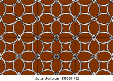 Silver patterns on brown background.Decorative ornament, creative background, three-dimensional pattern, illustrations, Wallpaper. Abstract texture. Traditional ethnic ornament for your deign. 