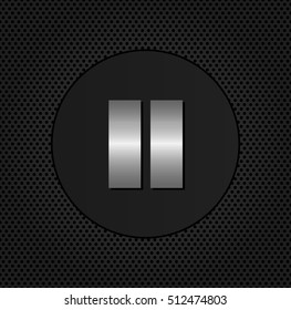 Silver pause button icon. Vector illustration.