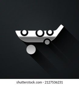 Silver Peas icon isolated on black background. Long shadow style. Vector