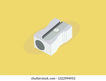 Silver Pencil Sharpener. Vector Illustration, isolated