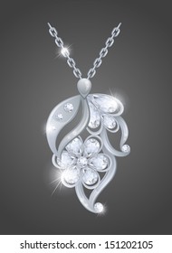 Silver pendant with diamonds.