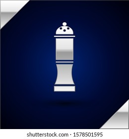 Silver Pepper icon isolated on dark blue background. Cooking spices.  Vector Illustration