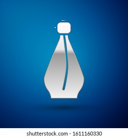 Silver Perfume icon isolated on blue background.  Vector Illustration