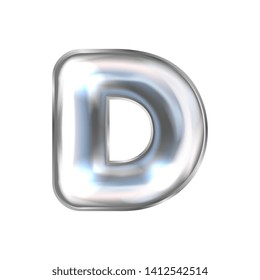 Silver perl foil inflated alphabet symbol, isolated letter D
