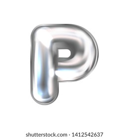 Silver perl foil inflated alphabet symbol, isolated letter P