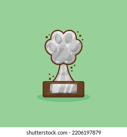 Silver Pet Trophy with Footprint Shape