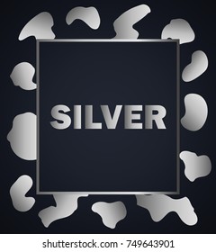 Silver picture frame, square background, vector illustration.