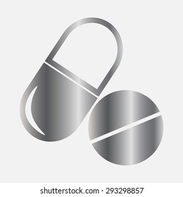 Silver pill - vector icon 