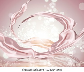 Silver pink satin background, smooth fabric with shimmering effect in 3d illustration