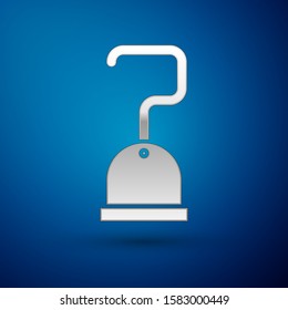 Silver Pirate hook icon isolated on blue background.  Vector Illustration
